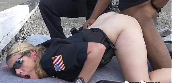  Kinky MILF policewoman eaten out in IR outdoor threesome